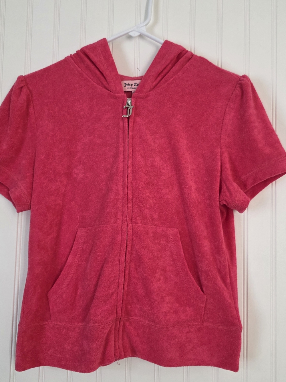 Juicy Couture Velour Hoodie Top – Hot Pink | Rhinestone Logo XL - Picture 4 of 4